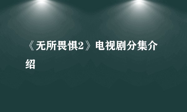 《无所畏惧2》电视剧分集介绍