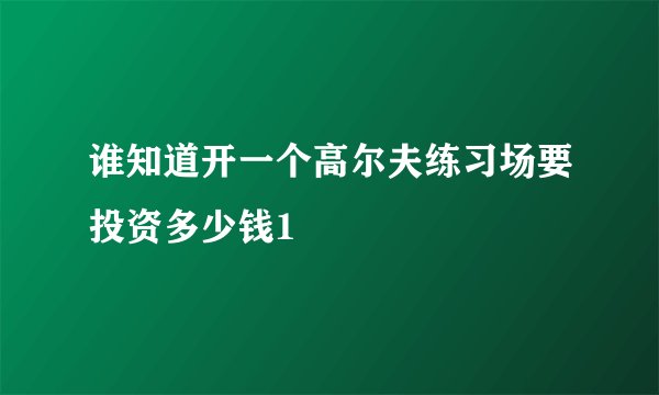谁知道开一个高尔夫练习场要投资多少钱1