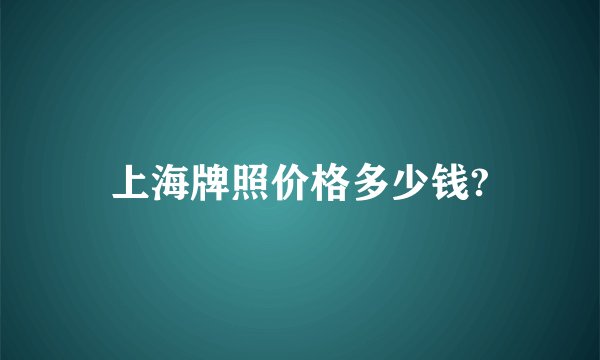 上海牌照价格多少钱?