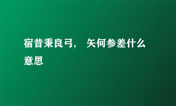宿昔秉良弓,楛矢何参差什么意思