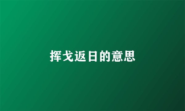 挥戈返日的意思
