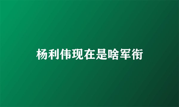 杨利伟现在是啥军衔