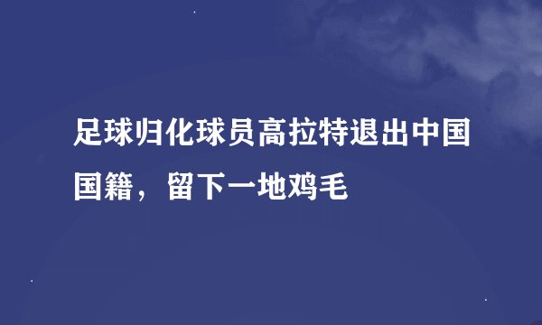 足球归化球员高拉特退出中国国籍,留下一地鸡毛