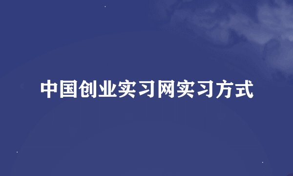 中国创业实习网实习方式