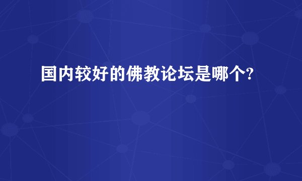 国内较好的佛教论坛是哪个?