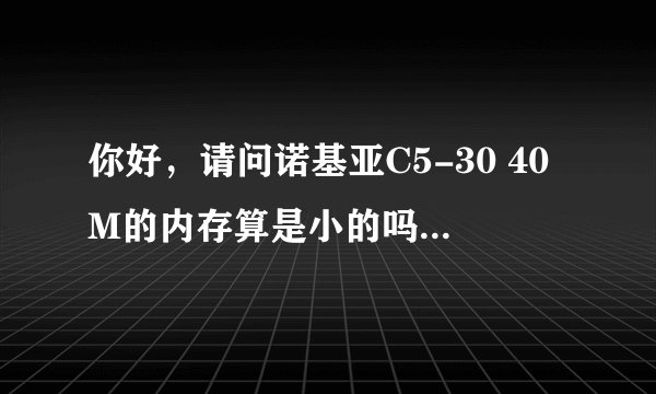 你好，请问诺基亚C5-30 40M的内存算是小的吗？正常用不会太慢吧，一般智能手机的内存都是多大的啊？谢谢