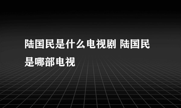 陆国民是什么电视剧 陆国民是哪部电视
