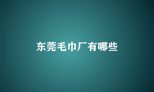 东莞毛巾厂有哪些