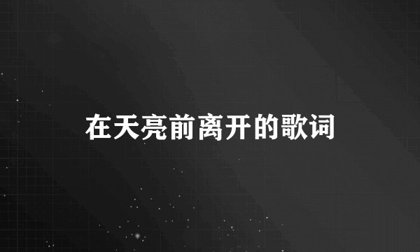 在天亮前离开的歌词