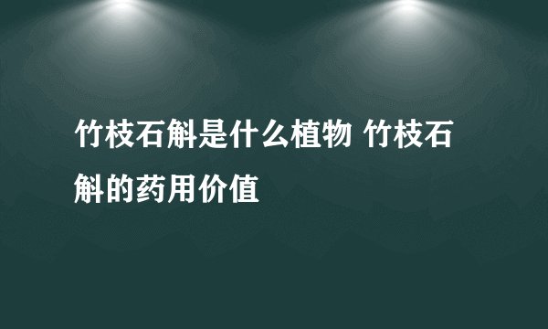 竹枝石斛是什么植物 竹枝石斛的药用价值