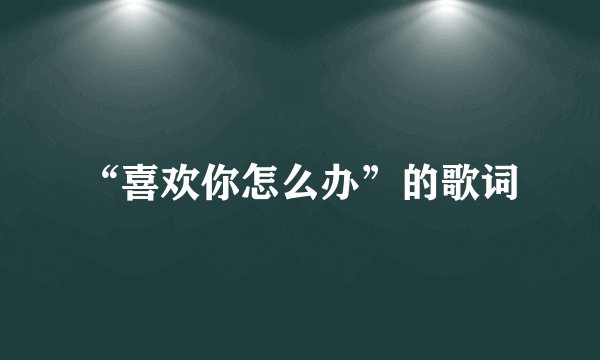 “喜欢你怎么办”的歌词