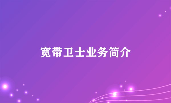 宽带卫士业务简介