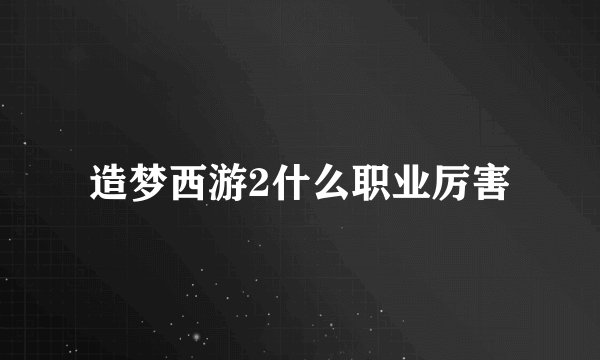 造梦西游2什么职业厉害
