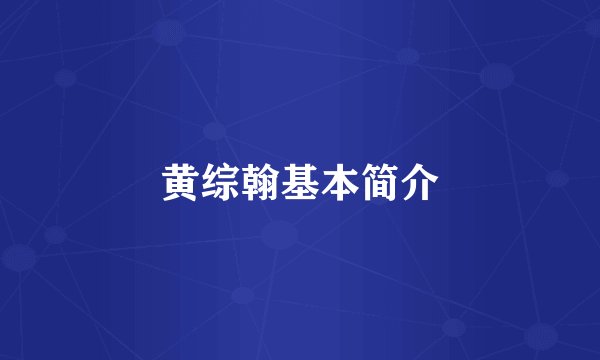 黄综翰基本简介