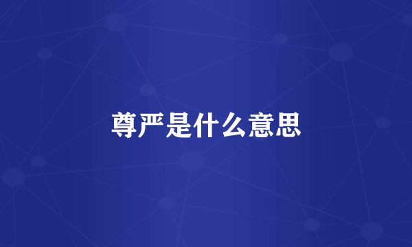 尊严是什么意思
