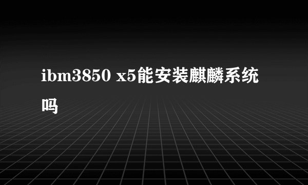 ibm3850 x5能安装麒麟系统吗