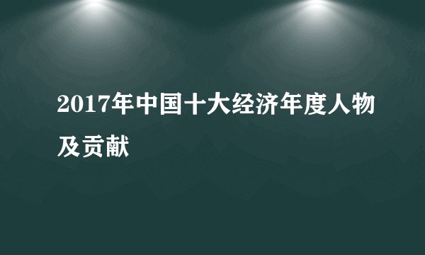 2017年中国十大经济年度人物及贡献