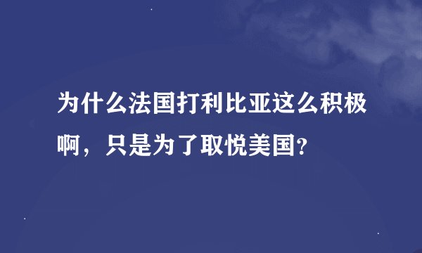 为什么法国打利比亚这么积极啊，只是为了取悦美国？