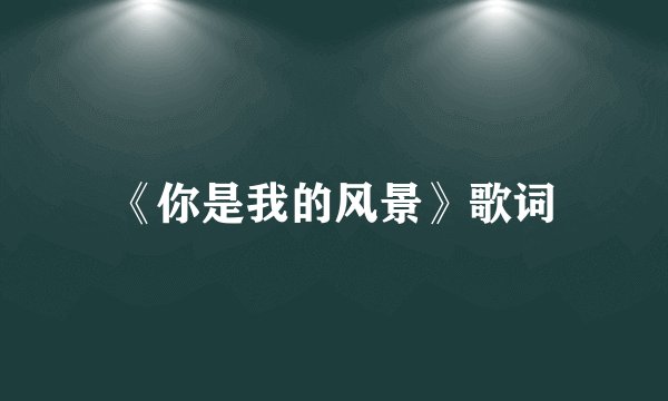 《你是我的风景》歌词