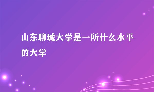 山东聊城大学是一所什么水平的大学