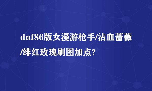 dnf86版女漫游枪手/沾血蔷薇/绯红玫瑰刷图加点?