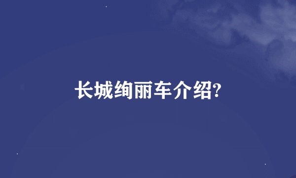 长城绚丽车介绍?