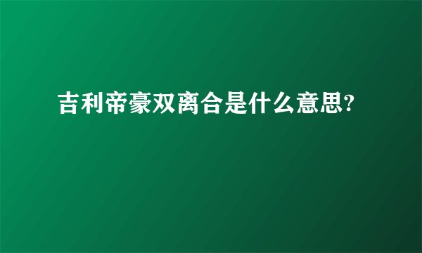 吉利帝豪双离合是什么意思?
