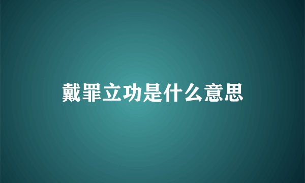 戴罪立功是什么意思