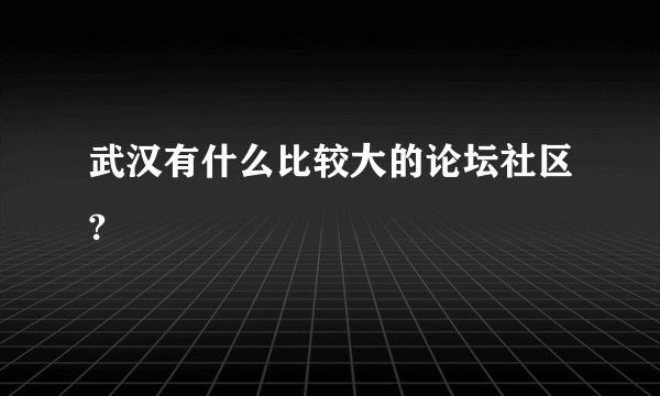 武汉有什么比较大的论坛社区?