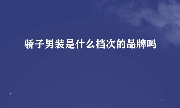 骄子男装是什么档次的品牌吗