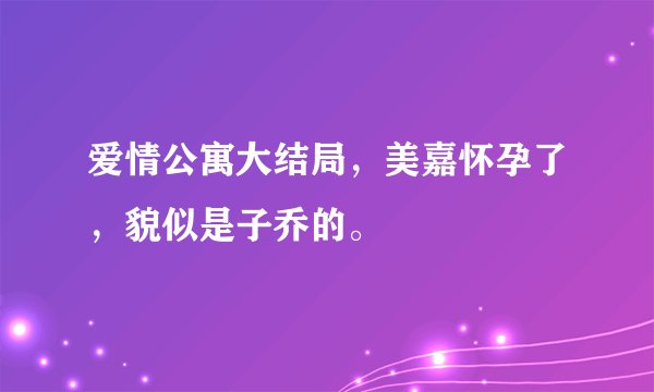 爱情公寓大结局，美嘉怀孕了，貌似是子乔的。