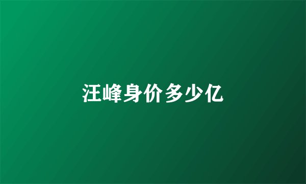 汪峰身价多少亿