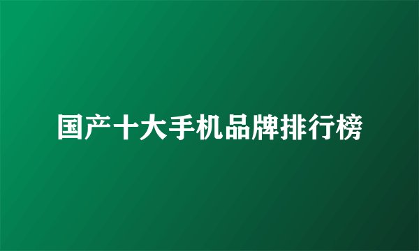 国产十大手机品牌排行榜