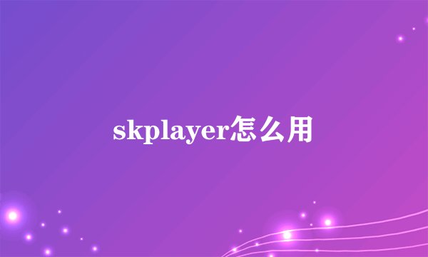 skplayer怎么用