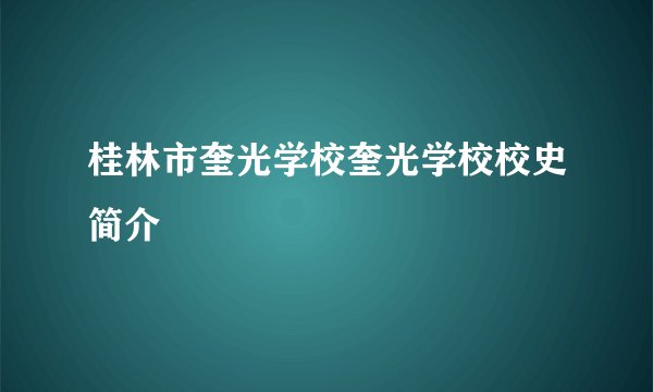 桂林市奎光学校奎光学校校史简介