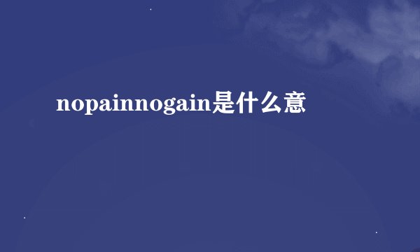 nopainnogain是什么意