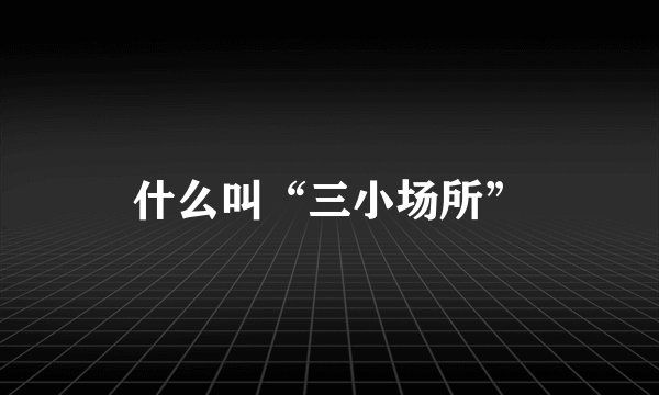 什么叫“三小场所”