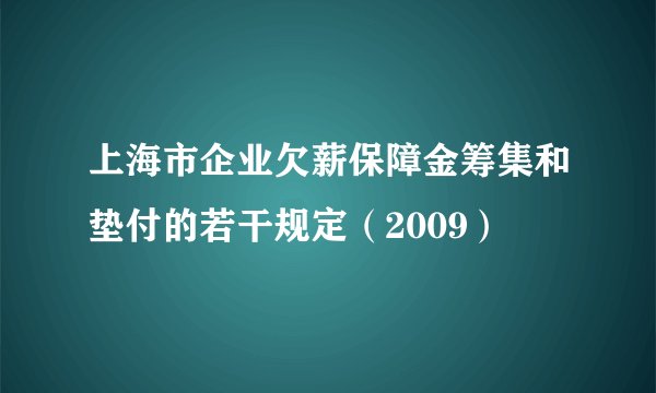 上海市企业欠薪保障金筹集和垫付的若干规定（2009）