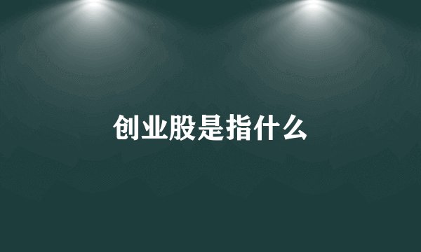 创业股是指什么