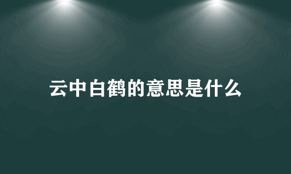 云中白鹤的意思是什么