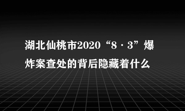 湖北仙桃市2020“8·3”爆炸案查处的背后隐藏着什么
