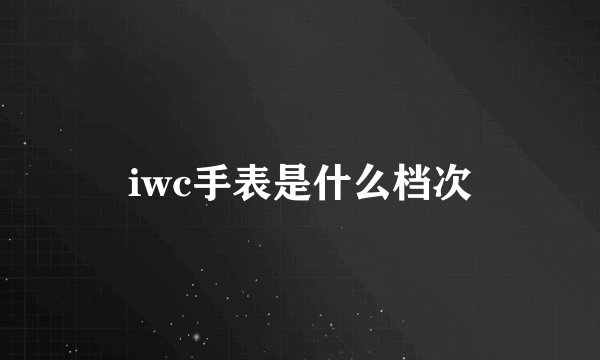 iwc手表是什么档次