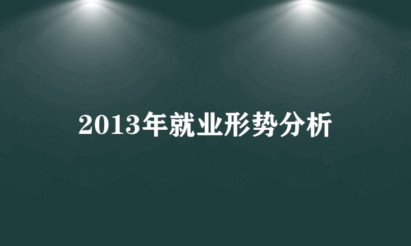 2013年就业形势分析