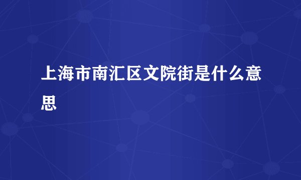 上海市南汇区文院街是什么意思