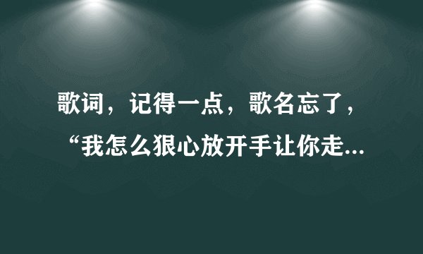 歌词,记得一点,歌名忘了,“我怎么狠心放开手让你走眼泪止不住的流”?