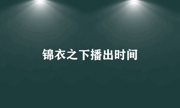 锦衣之下播出时间