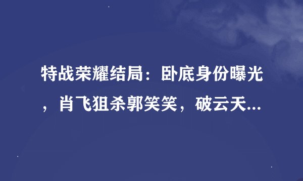 特战荣耀结局：卧底身份曝光，肖飞狙杀郭笑笑，破云天只剩一人
