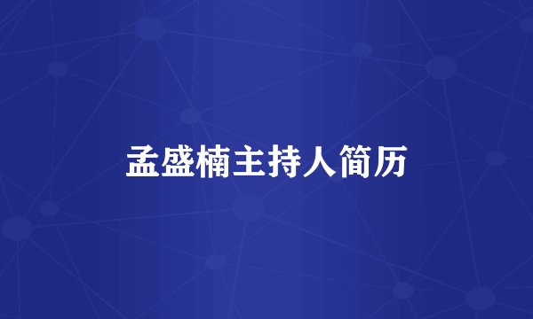 孟盛楠主持人简历