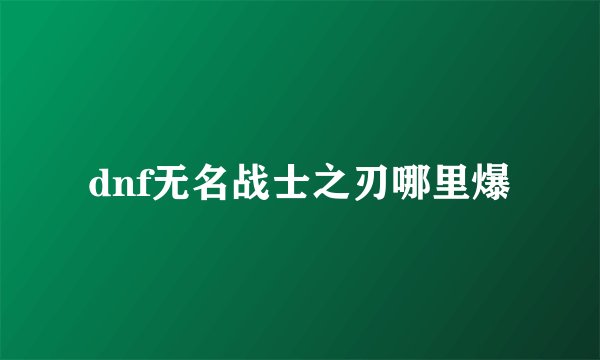 dnf无名战士之刃哪里爆