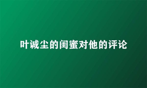 叶诚尘的闺蜜对他的评论